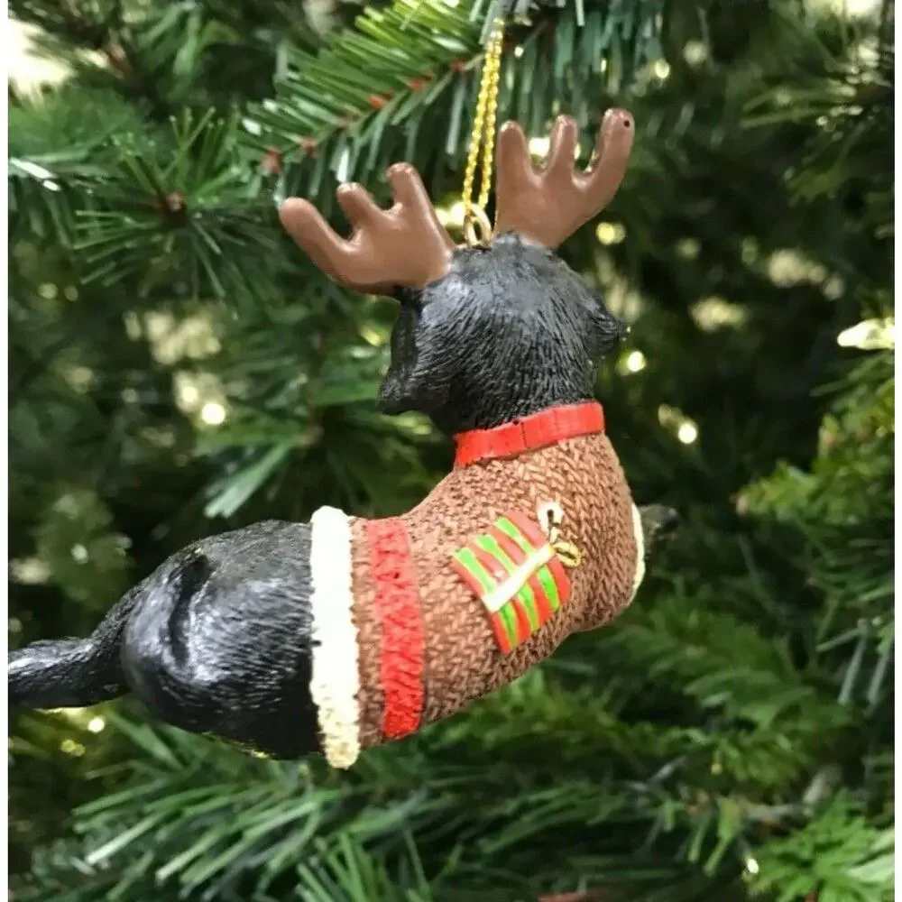 Black Labrador Dog Christmas Sweater Antlers‎ Christmas Tree Ornament-NWT - Picture 4 of 5